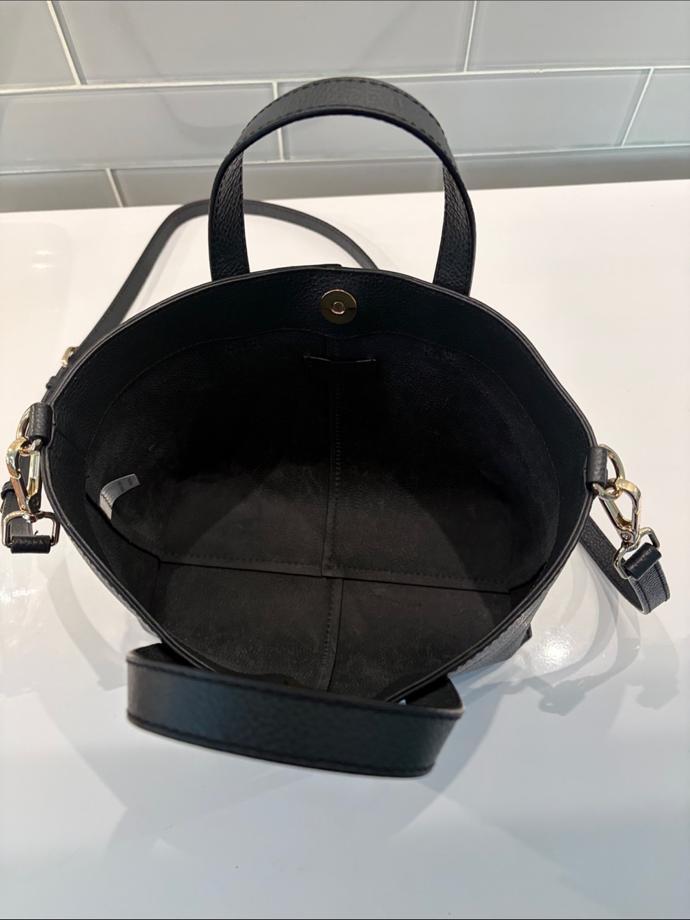 LOFT Black Pebbled Leather Tote with Removable Strap - Picture 7 of 7